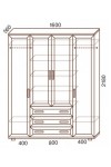 Шкаф для одежды МС-148, 4 двери, 3 ящика