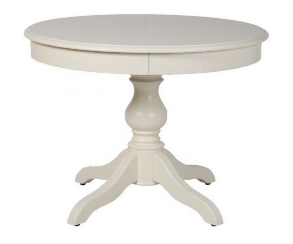 Стол обеденный деревянный "ОРИОН-3" белая эмаль, D=90 см